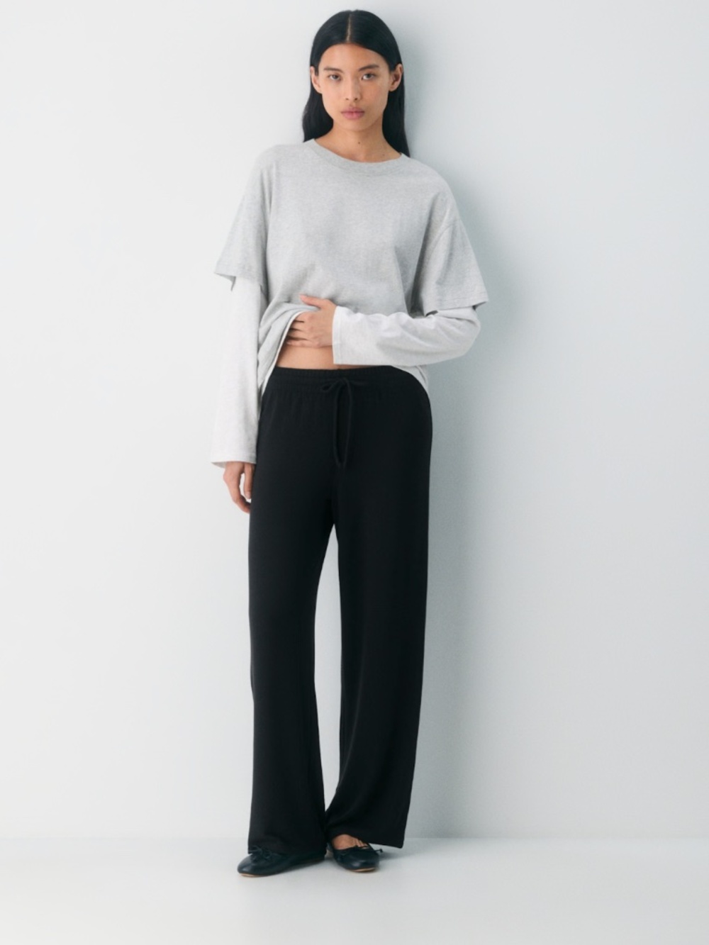 Soft-brushed jersey wide-leg pull-on pants